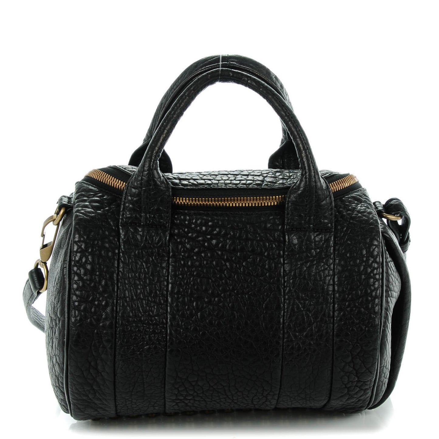 Pebbled Lambskin Rockie Black Antique Brass Hardware