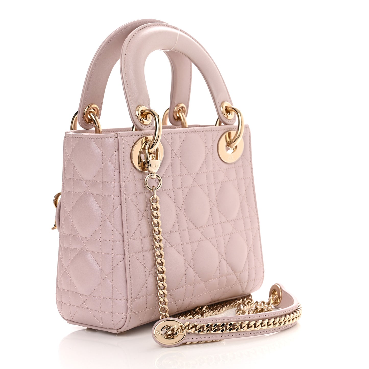 Lambskin Cannage Mini Lady Dior Rose Clair