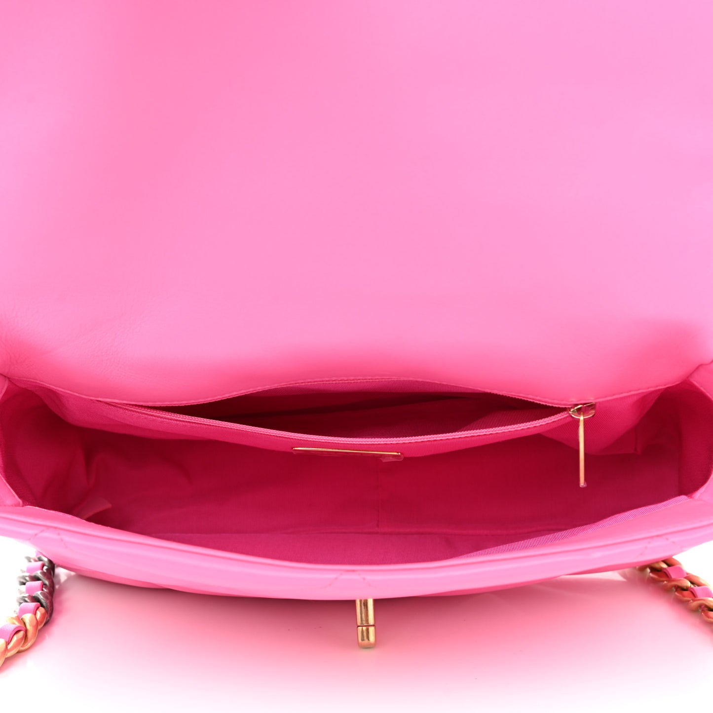 Lambskin Quilted Large Chanel 19 Flap Neon Pink
