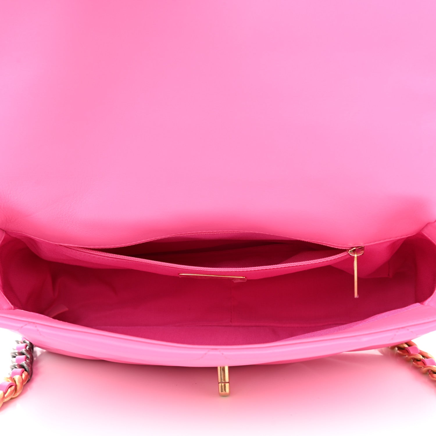 Chanel Lambskin Quilted Large Chanel 19 Flap Neon Pink 4 of 9