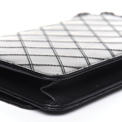 Chanel Lambskin Diamond Stitched Wallet On Chain WOC Black 18 of 24