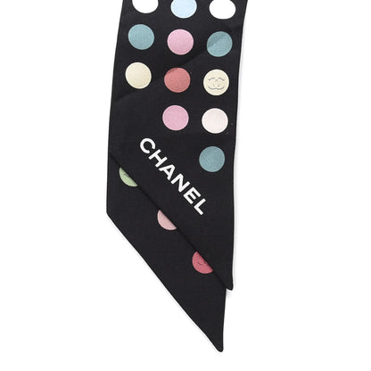 Chanel Silk Polka Dot CC Slim Bandeau Black Multicolor 2 of 4