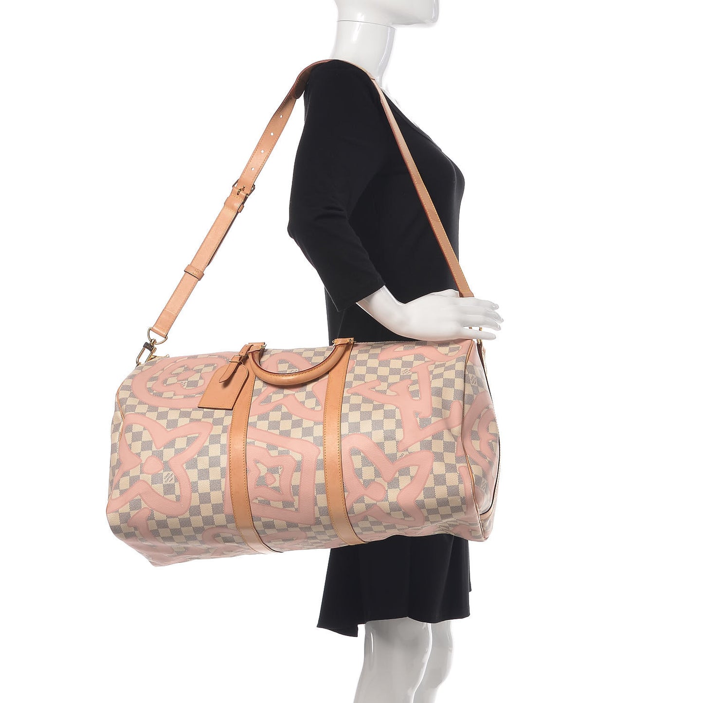 Damier Azur Tahitienne Keepall Bandouliere 50 Rose Ballerine