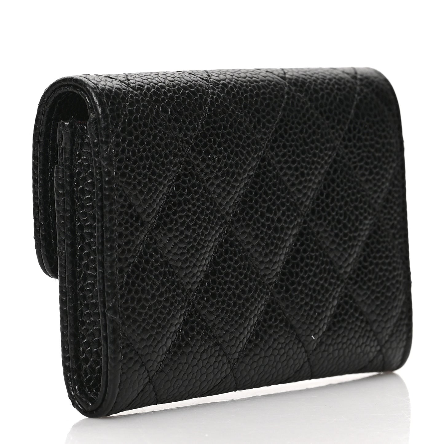 Caviar Quilted Flap Card Holder Black