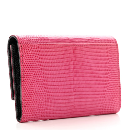 Dolce & Gabbana Iguana Calfskin Embossed Dauphine Boom Embellished Wallet Pink Multicolor 3 of 7