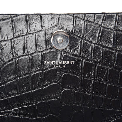 Saint Laurent Calfskin Crocodile Embossed Medium Classic Monogram Kate Tassel Satchel Black 6 of 12