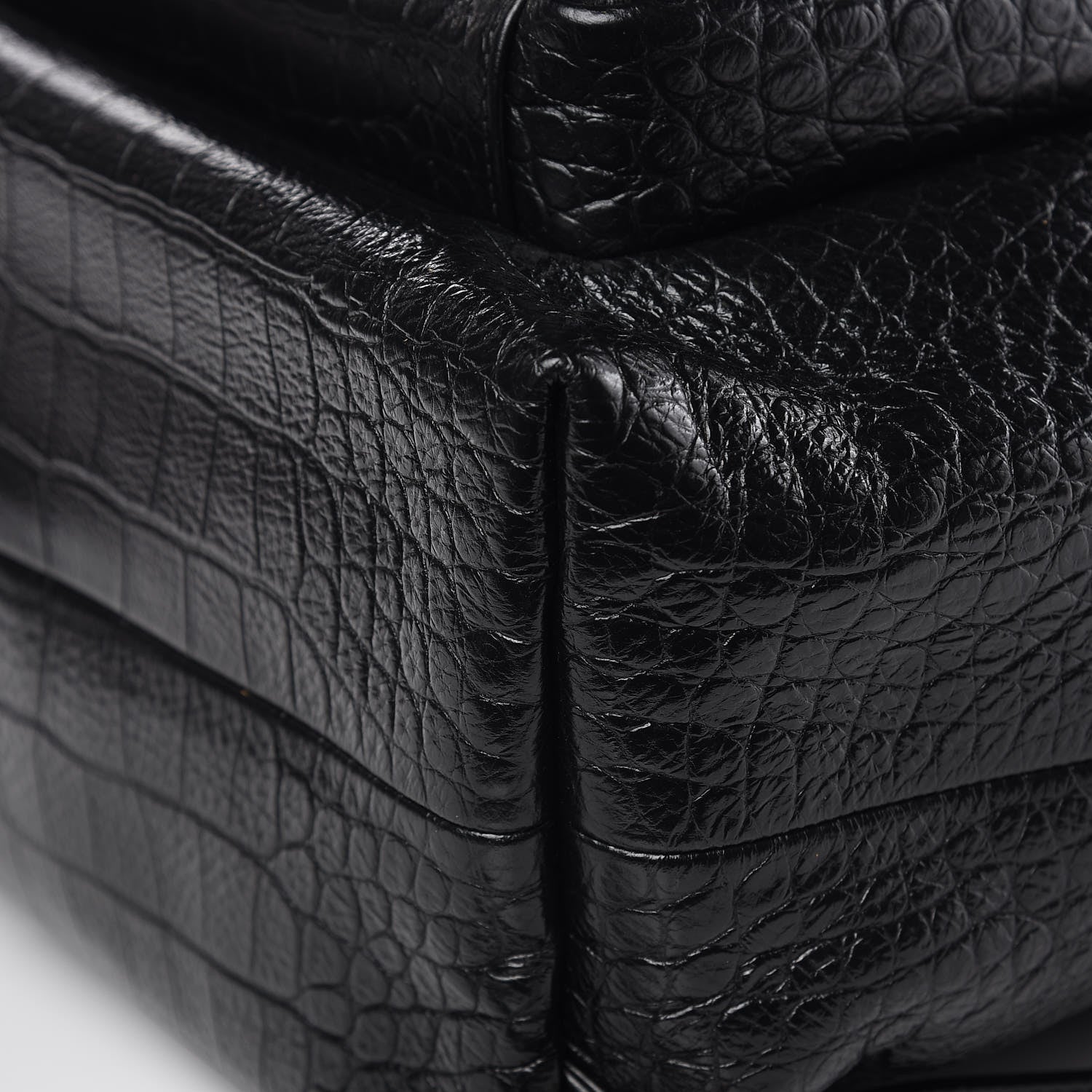 Chanel Calfskin Crocodile Embossed Large Backpack Black 10 of 10