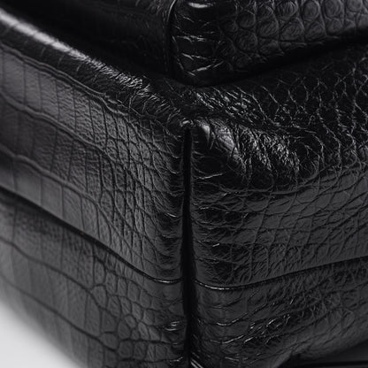 Chanel Calfskin Crocodile Embossed Large Backpack Black 10 of 10