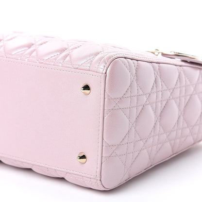 Christian Dior Pearly Lambskin Cannage Medium Lady Dior Lotus 12 of 14