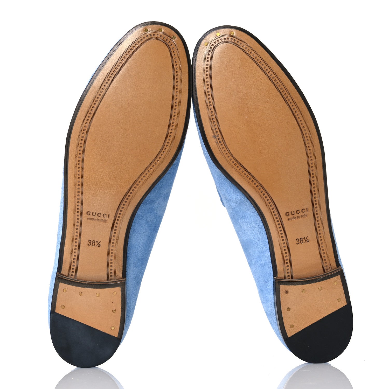 Gucci Suede Horsebit Womens Jordaan Loafers  38.5 Glacial Blue 7 of 16