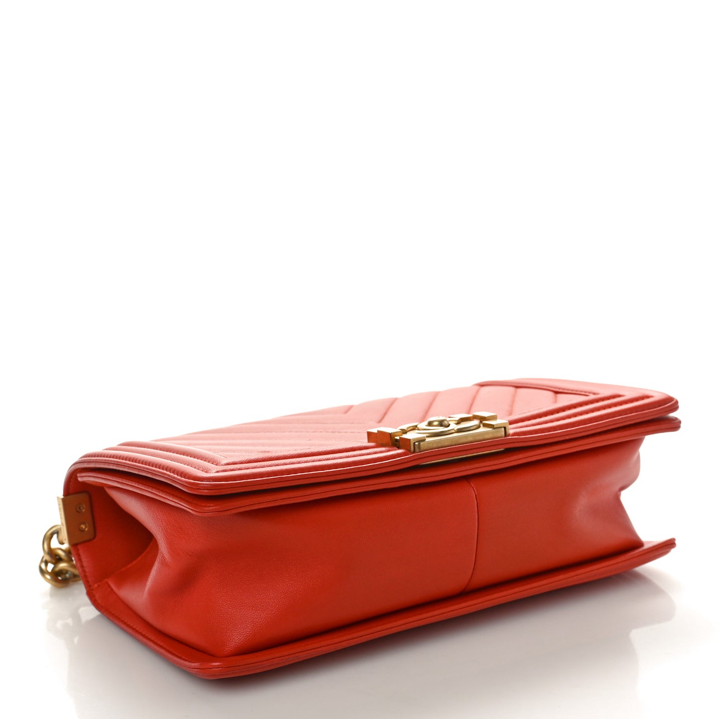 Calfskin Chevron Quilted Medium Boy Flap Coral