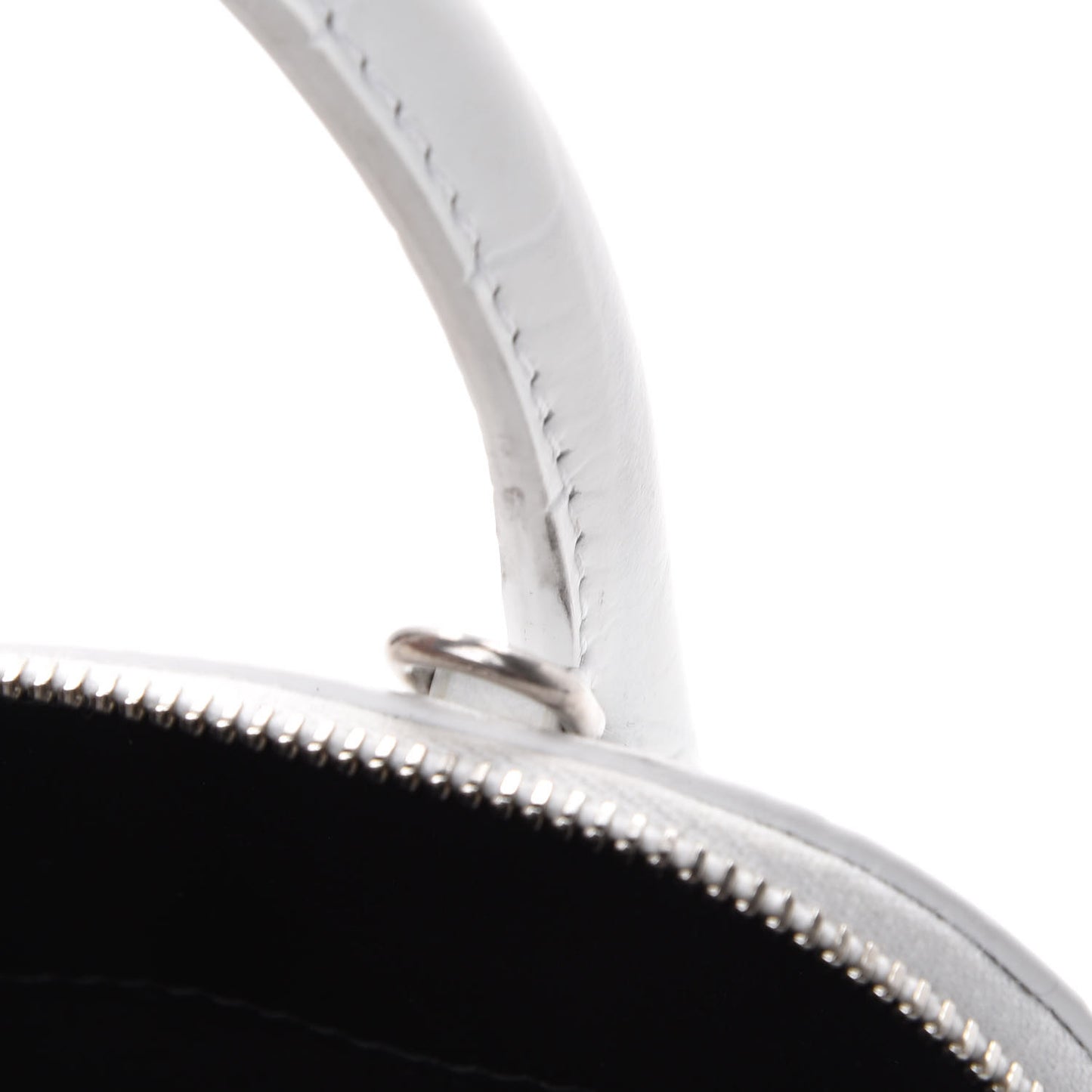 Calfskin Crocodile Embossed XXS Ville Top Handle Bag White Black