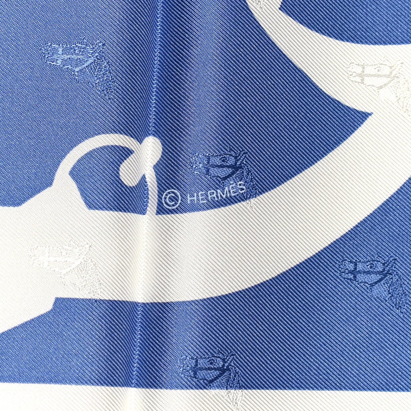 Silk Tete De Cheval Tout En Carre Scarf 90 Bleu Lavande Blanc