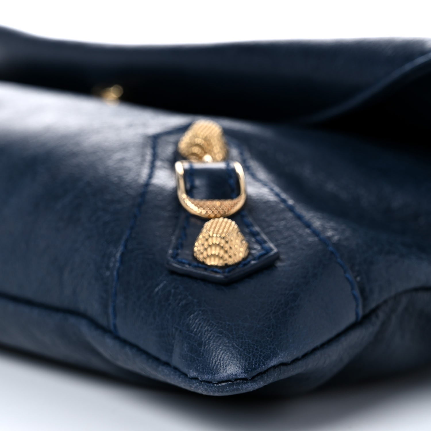 Balenciaga Agneau Giant 12 Gold Hardware Envelope Strap Clutch Bleu Obscur 8 of 10