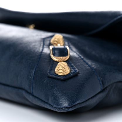 Balenciaga Agneau Giant 12 Gold Hardware Envelope Strap Clutch Bleu Obscur 8 of 10