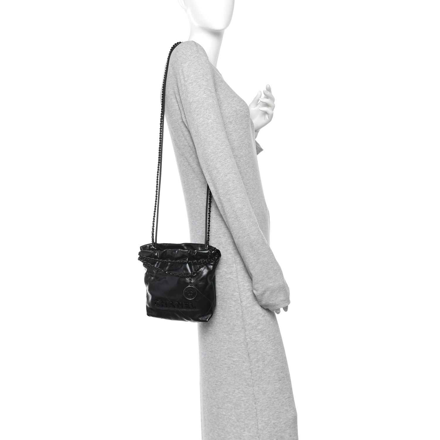Chanel Shiny Calfskin Quilted Mini Chanel 22 So Black 2 of 11