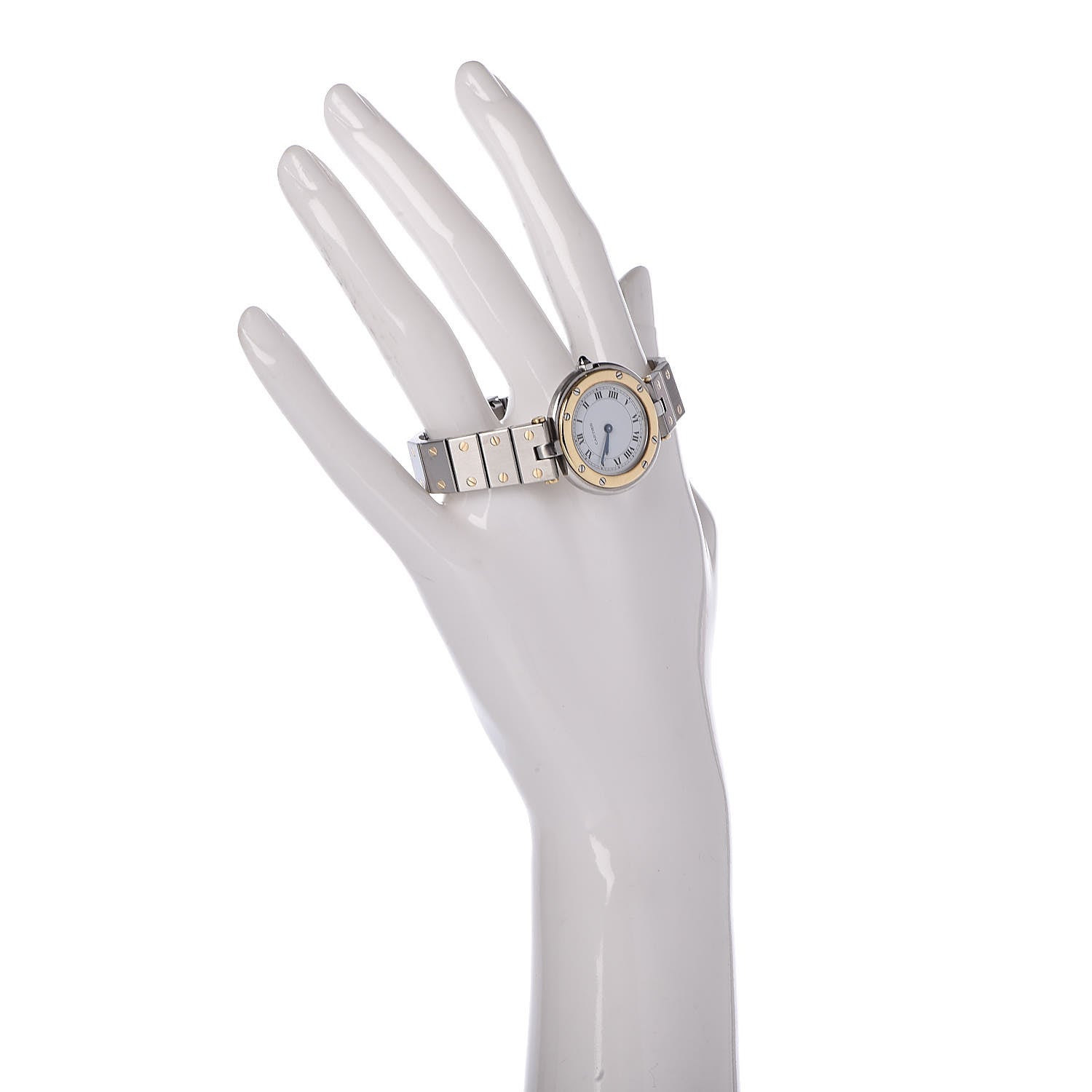 Cartier Stainless Steel 18K Yellow Gold 27mm Santos De Galbee Quartz Watch 2 of 6