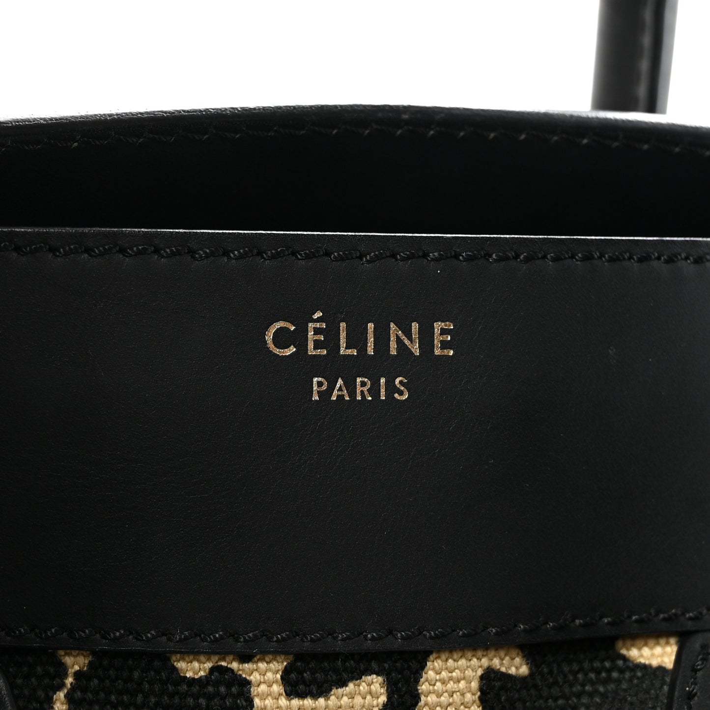 Canvas Smooth Calfskin Leopard Print Mini Luggage Black