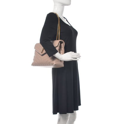 Saint Laurent Calfskin Y Quilted Monogram Medium Loulou Chain Satchel Light Natural 2 of 10