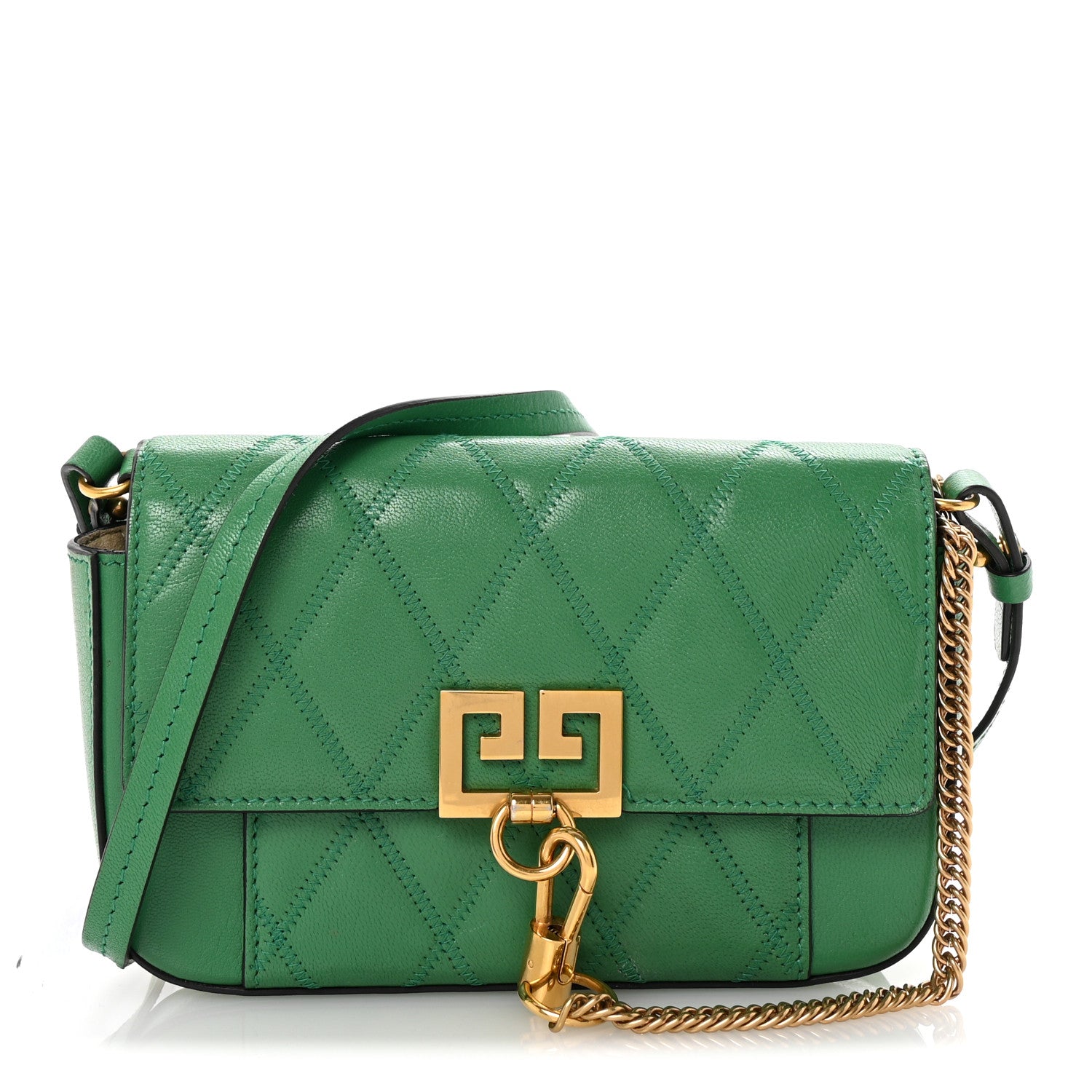 Givenchy Goatskin Quilted GV3 Mini Pocket Convertible Bag Green 1 of 9