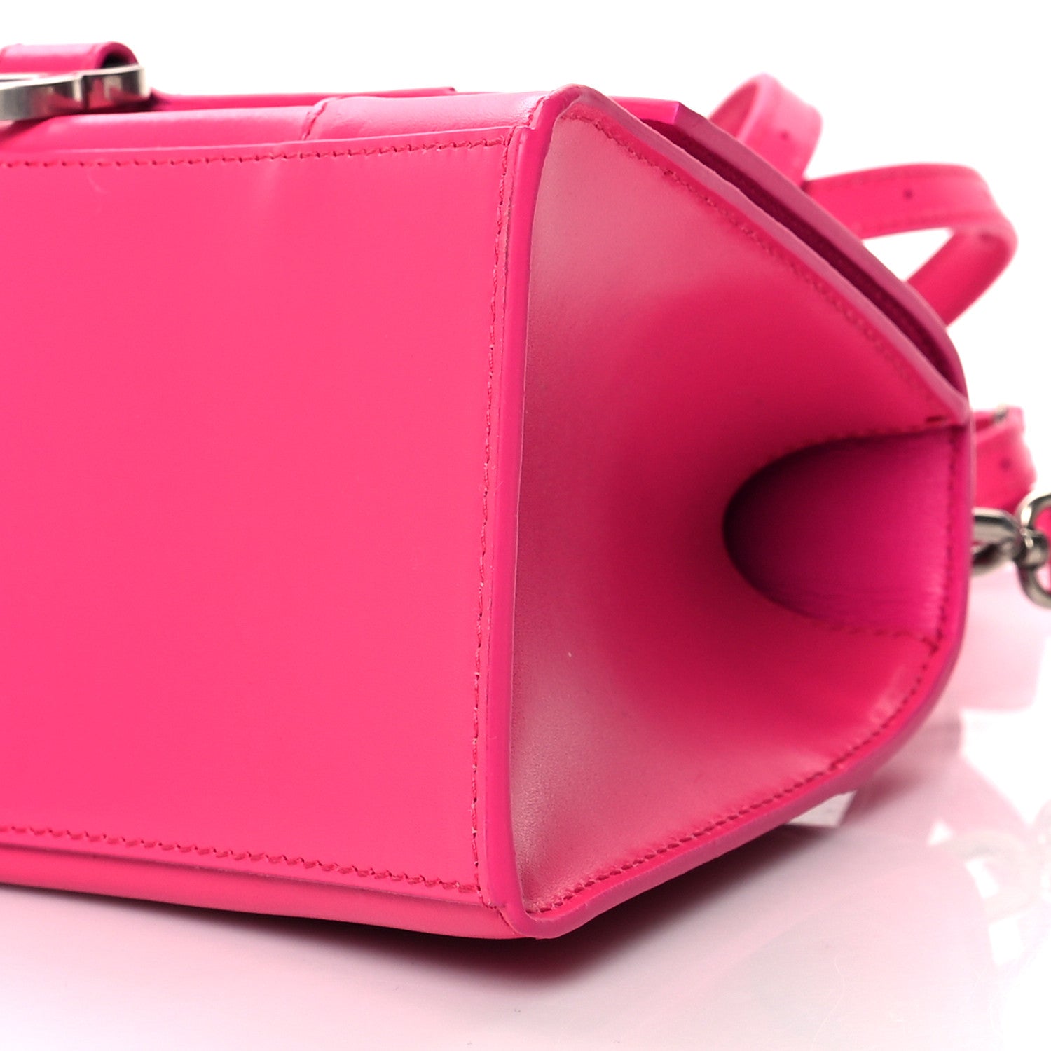 Balenciaga Shiny Box Calfskin Small Hourglass Top Handle Bag Acid Fuchsia 10 of 11