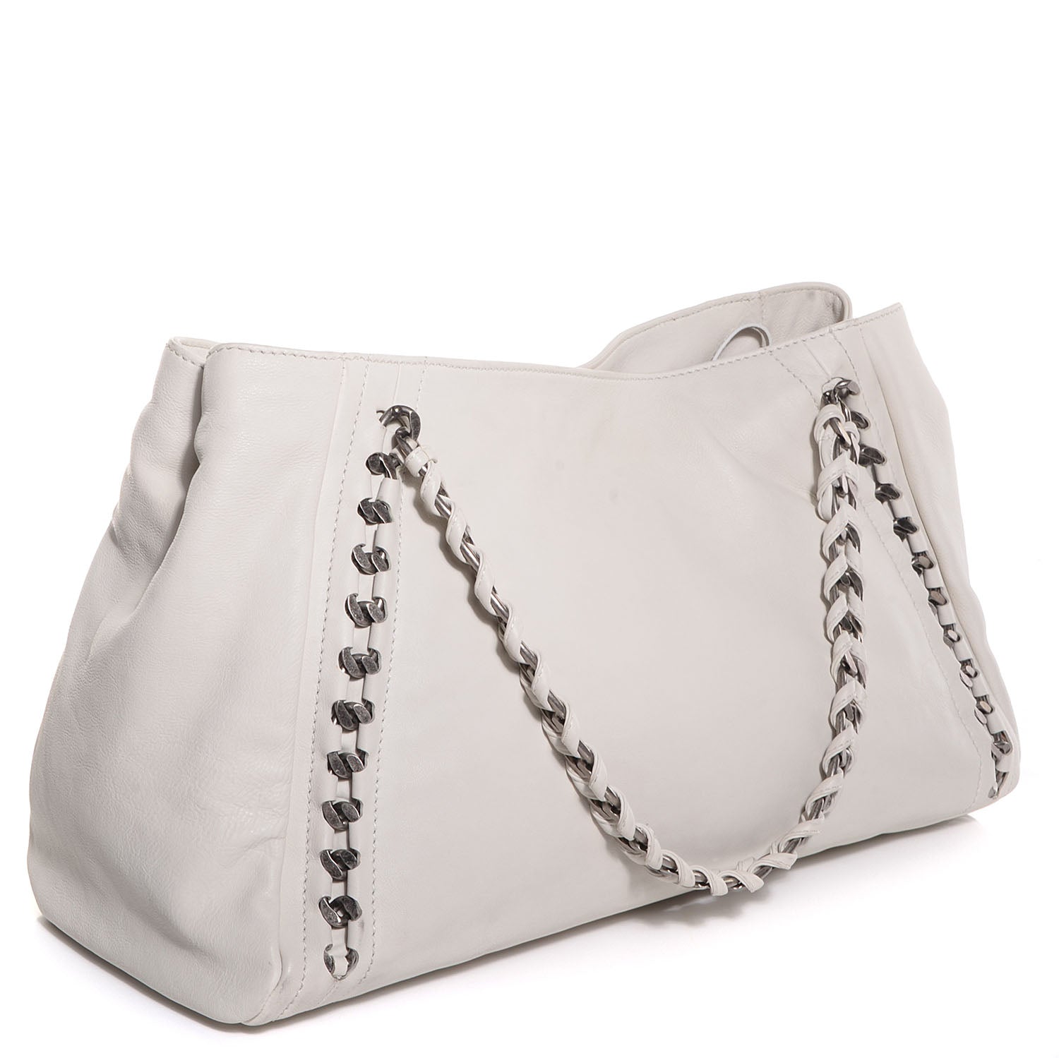 Chanel Leather East West Large Modern Chain Tote White 3 of 7