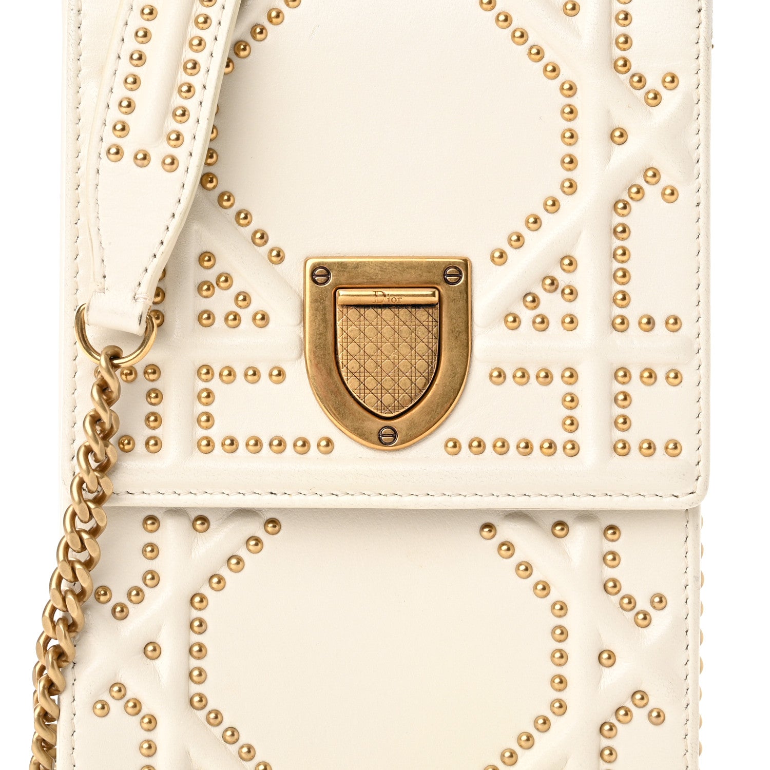 Christian Dior Lambskin Studded Vertical Diorama White 7 of 10