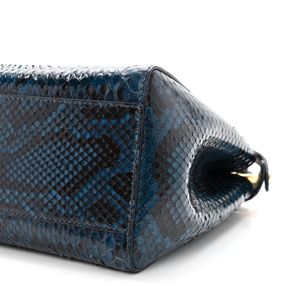 Fendi Python Shiny Nappa Mini Peekaboo Iconic Satchel Blue Jeans 11 of 14