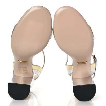 Gucci Metallic Nappa Ava Chain Heel Sandals 36 Silver Gold 6 of 7