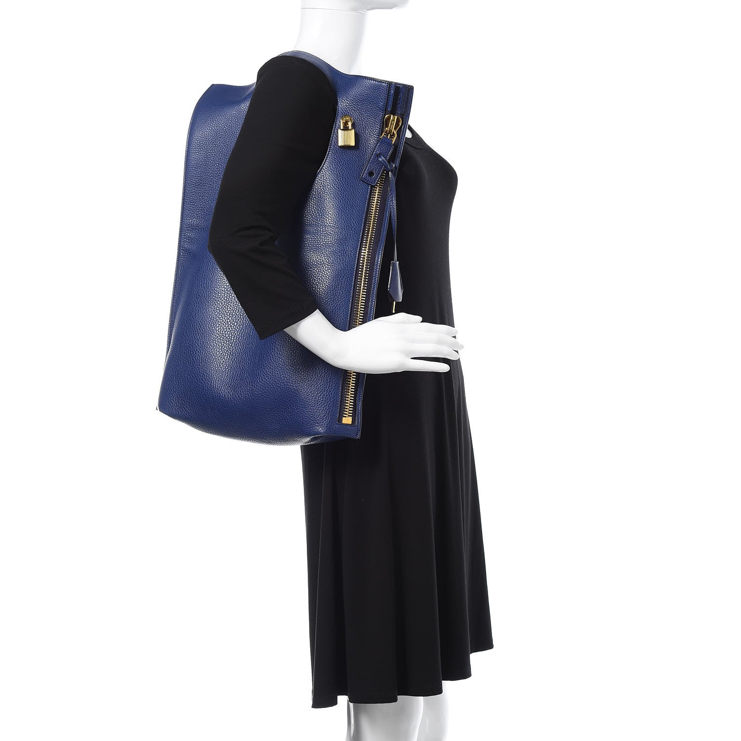 Tom Ford Calfskin Large Alix Padlock Zip Shoulder Bag Cobalt 2 of 11