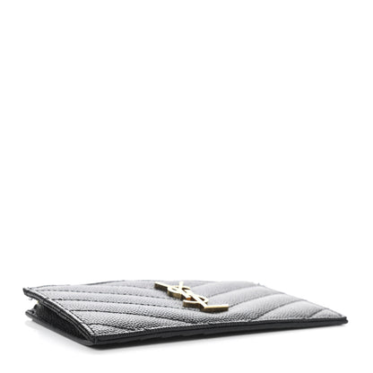 Saint Laurent Monogram Grain de Poudre 5 Fragments Zip Pouch Card Holder Black 4 of 11