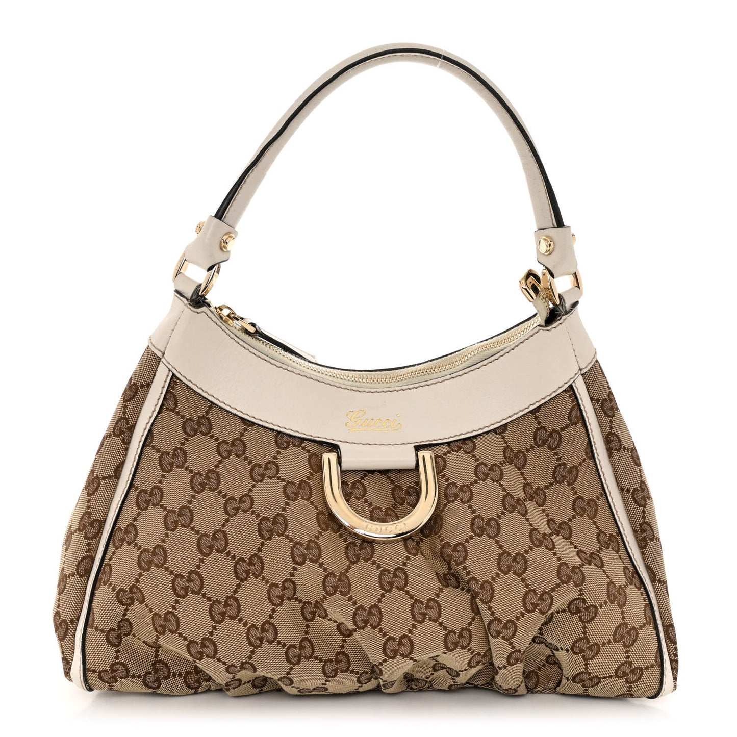 Monogram Medium D Gold Ring Hobo White