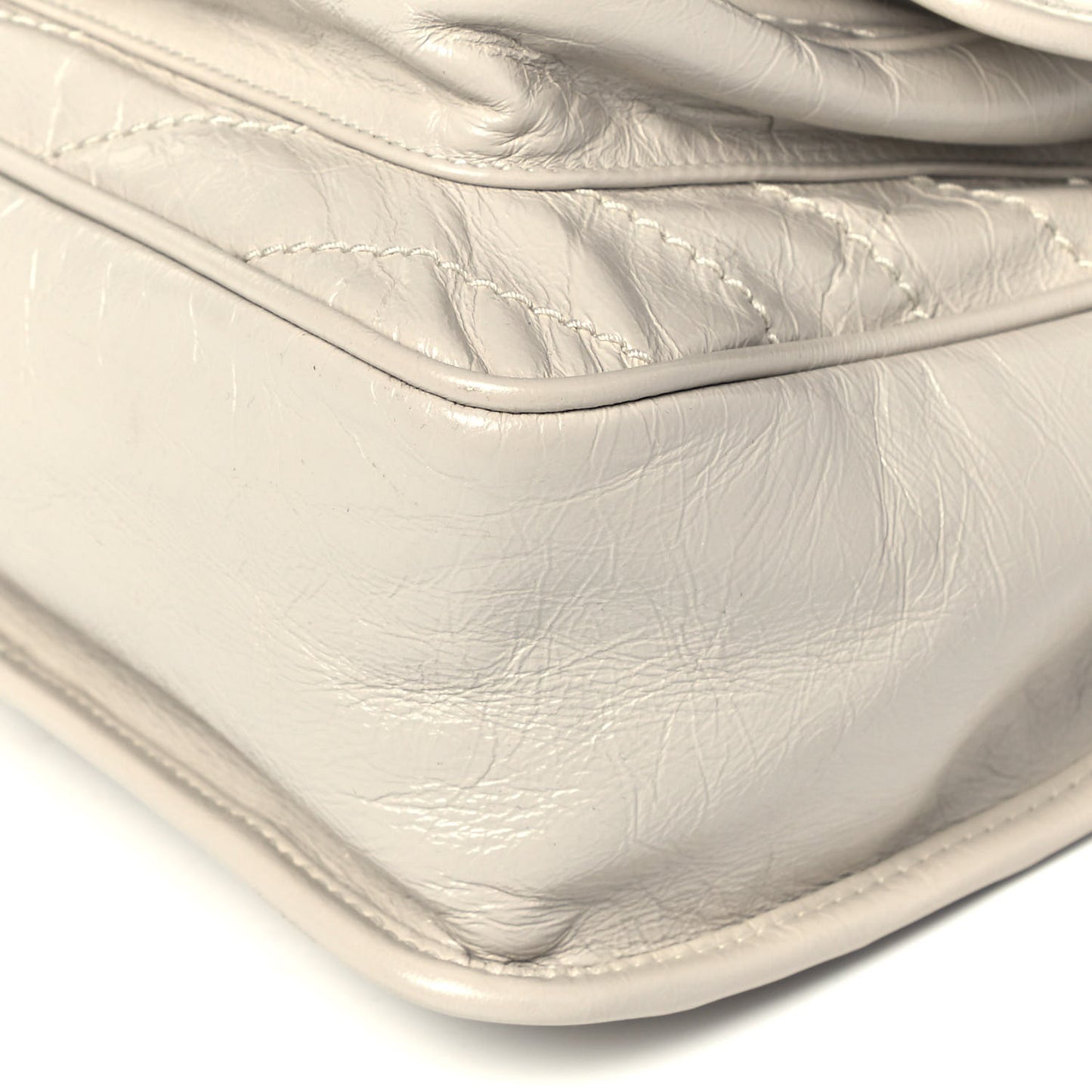 Crinkled Calfskin Matelasse Monogram Medium Niki Chain Satchel Ivory