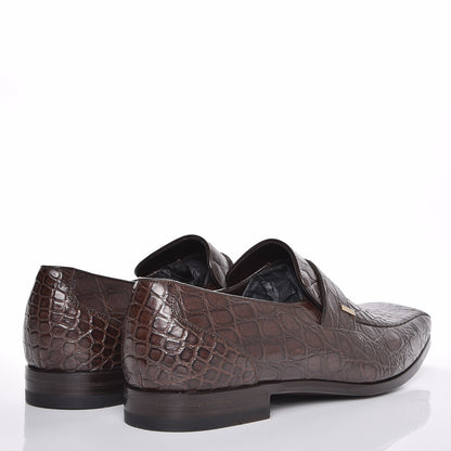 Gucci Mens Caiman Mocassin Loafers 10 Cocoa 4 of 8