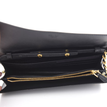 Prada Saffiano Metal Oro Chain Wallet Black 5 of 8