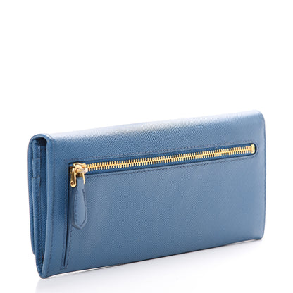 Prada Saffiano Metal Continental Flap Wallet Cobalto 2 of 11