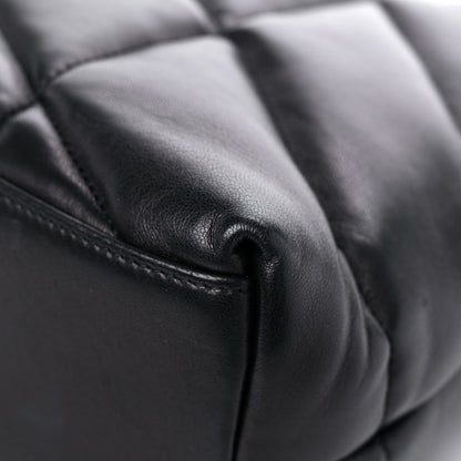 Saint Laurent Lambskin Quilted Medium Loulou Puffer Monogram Chain Satchel Black 12 of 13