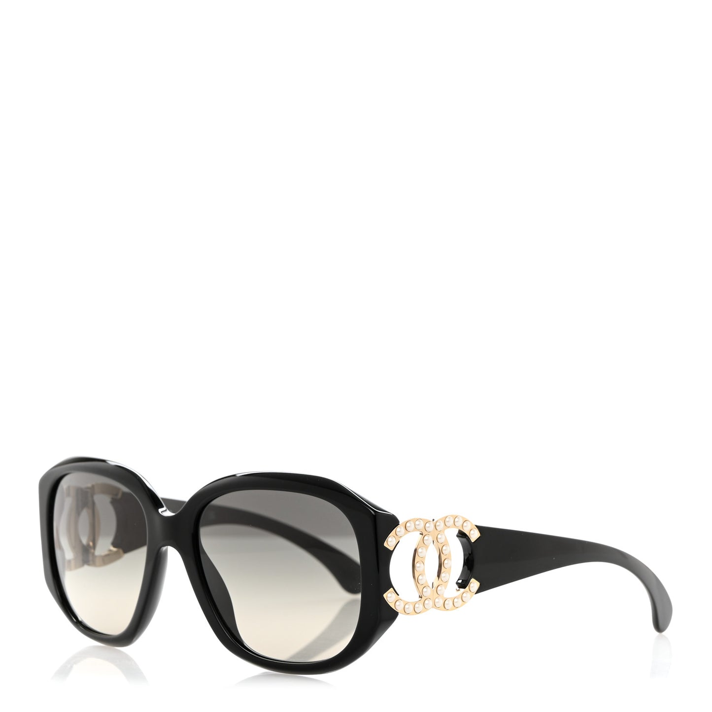 Acetate Pearl CC Square Sunglasses 71501-A Black