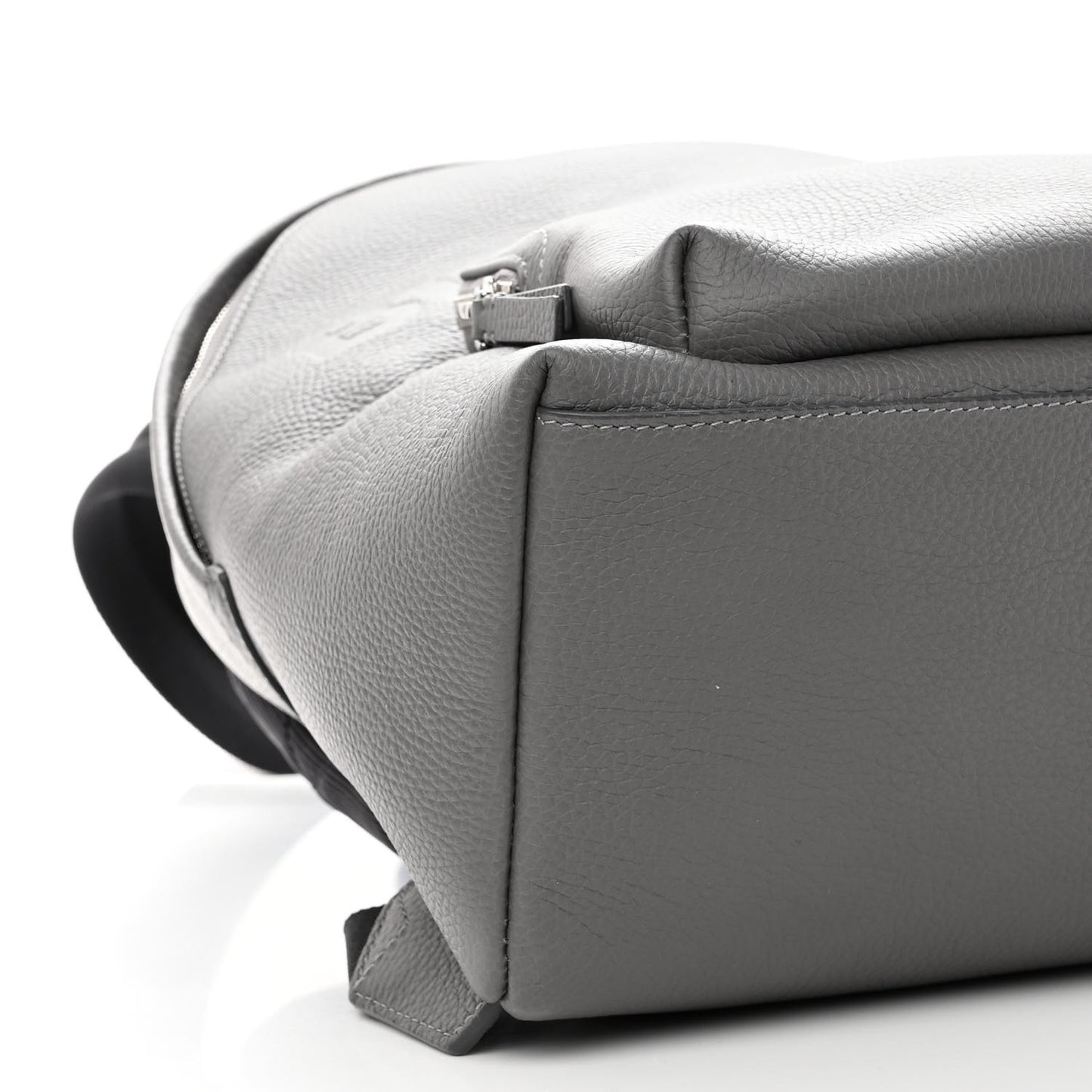Calfskin Logo Embossed Backpack Charcoal Grey