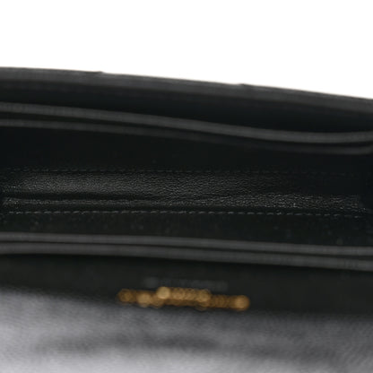 Saint Laurent Grain De Poudre Matelasse Chevron Small Monogram Envelope Wallet Black 5 of 8