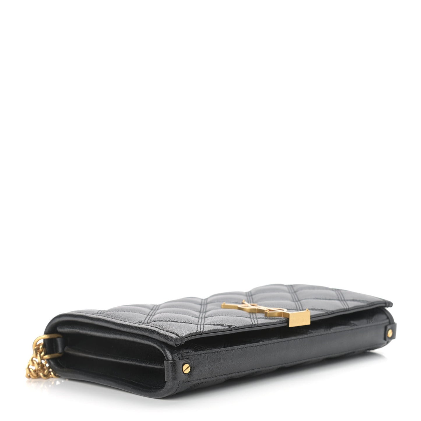 Lambskin Diamond Quilted Becky Chain Wallet Black