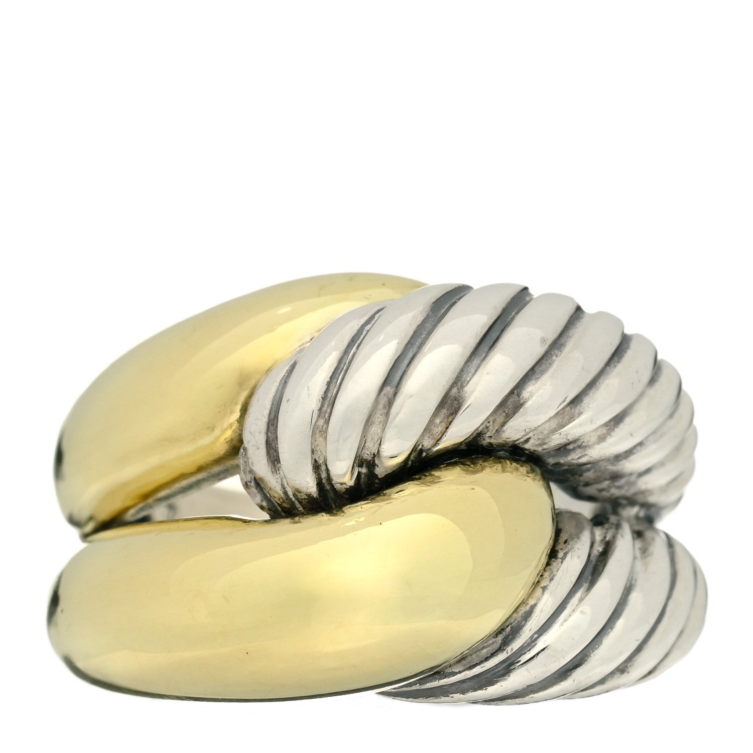 David Yurman Sterling Silver 14K Yellow Gold Large Infinity Ring 53 6.5 1 of 5