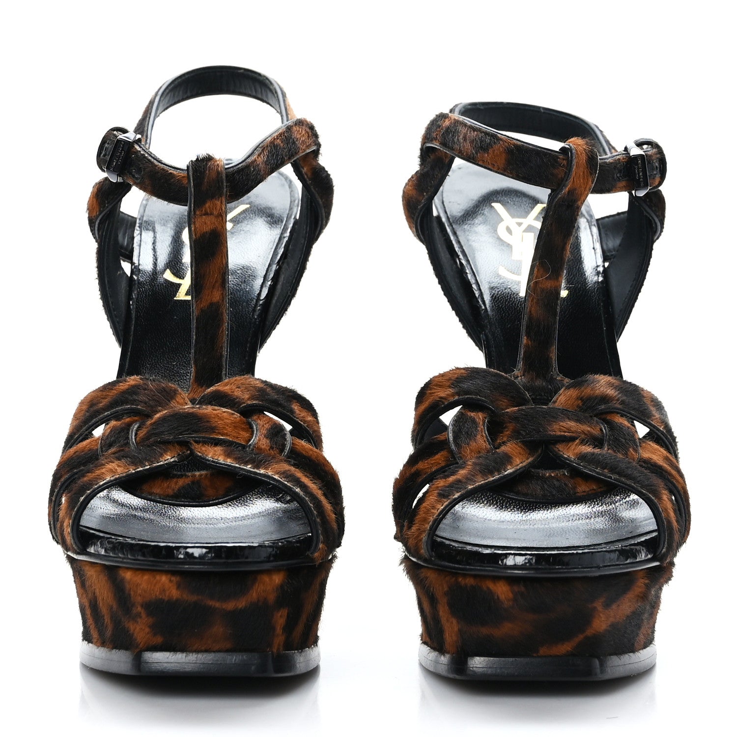 Saint Laurent Pony Hair Leopard Print Tribute 105 Platform Sandals 36 Naturale 2 of 7