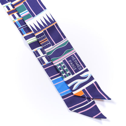 Hermes Silk Voltes Et Pirouettes Twilly Indigo Rose Multicolor 2 of 4