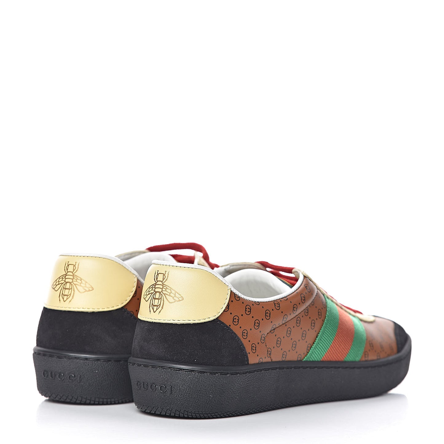 X DAPPER DAN Calfskin Suede GG Micro Monogram Womens G74 Sneakers 35.5 Black Cuir Burro