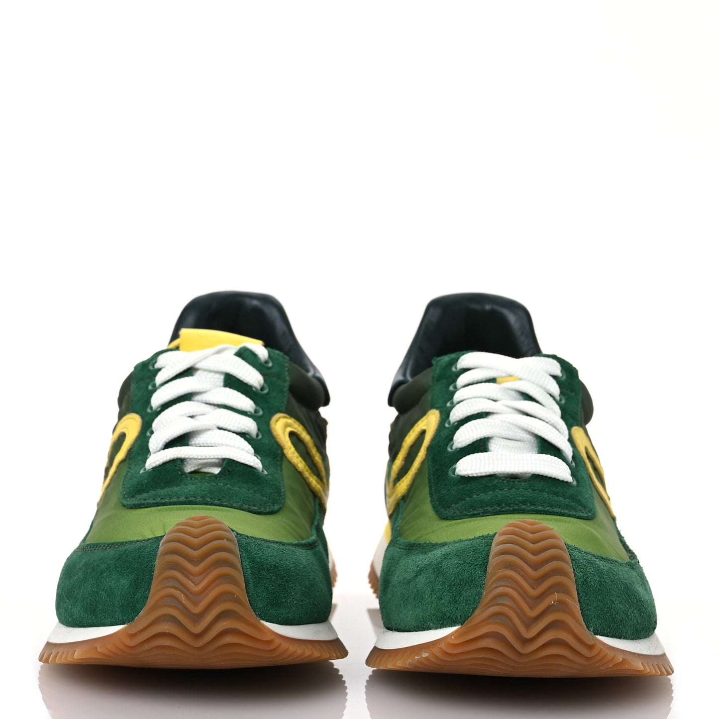 Nylon Suede Flow Runner Sneakers 37 Green Multicolor