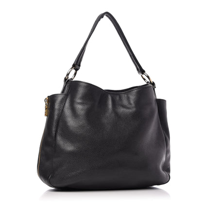Prada Vitello Daino Side Zip Pocket Hobo Black 3 of 15