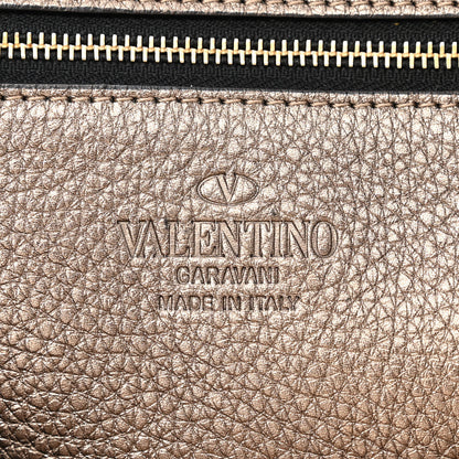 Valentino Garavani Metallic Grained Calfskin Rockstud Double Handle Tote Sasso 6 of 10