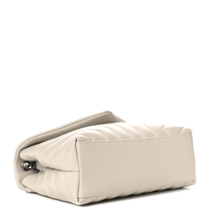 Saint Laurent Calfskin Y Quilted Monogram Small Loulou Chain Satchel Blanc Vintage 4 of 10