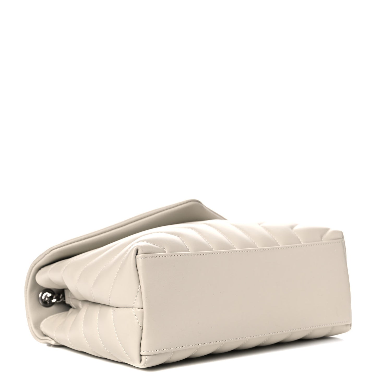 Calfskin Y Quilted Monogram Small Loulou Chain Satchel Blanc Vintage